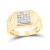 10k Yellow Gold Mens Round Diamond Cluster Ring 1/3 Cttw