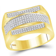  10k Yellow Gold Mens Round Diamond Dome Cluster Ring 1/3 Cttw