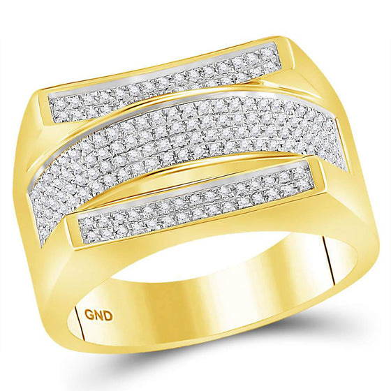 10k Yellow Gold Mens Round Diamond Dome Cluster Ring 1/3 Cttw