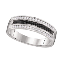  14k White Gold Mens Round Diamond Wedding Black-tone Band Ring 1/4 Cttw