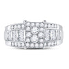 10k White Gold Round Diamond Rectangle Cluster Bridal Wedding Engagement Ring 7/8 Cttw