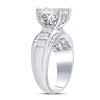 10k White Gold Round Diamond Rectangle Cluster Bridal Wedding Engagement Ring 7/8 Cttw