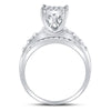 10k White Gold Round Diamond Rectangle Cluster Bridal Wedding Engagement Ring 7/8 Cttw