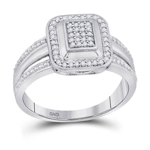  10k White Gold Womens Round Diamond Square Cluster Ring 1/6 Cttw