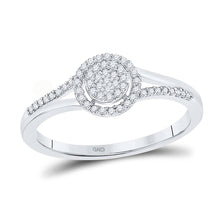  10k White Gold Womens Round Diamond Cluster Ring 1/6 Cttw