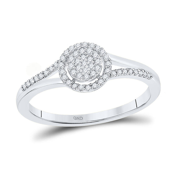 10k White Gold Womens Round Diamond Cluster Ring 1/6 Cttw