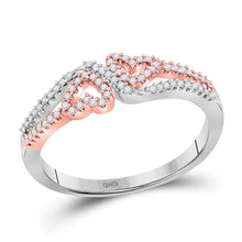  10k White Gold Womens Round Diamond 2-tone Heart Ring 1/5 Cttw