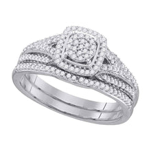  10k White Gold Round Diamond Bridal Wedding Ring Band Set 1/3 Cttw