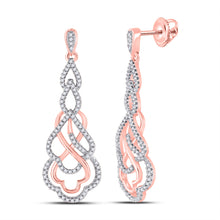  10k Rose Gold Womens Round Diamond Interwoven Dangle Earrings 1/2 Cttw