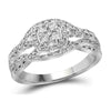 10k White Gold Round Diamond Cluster Bridal Wedding Engagement Ring 1/3 Cttw