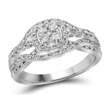  10k White Gold Round Diamond Cluster Bridal Wedding Engagement Ring 1/3 Cttw