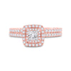 10k Rose Gold Princess Diamond Bridal Wedding Ring Band Set 3/4 Cttw