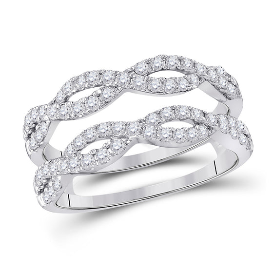 14k White Gold Womens Round Diamond Wrap Ring Guard Enhancer 3/4 Cttw