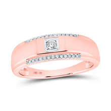  10k Rose Gold Mens Round Diamond Wedding Solitaire Band Ring 1/6 Cttw