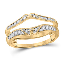  14k Yellow Gold Womens Round Diamond Wrap Enhancer Wedding Band 1/4 Cttw