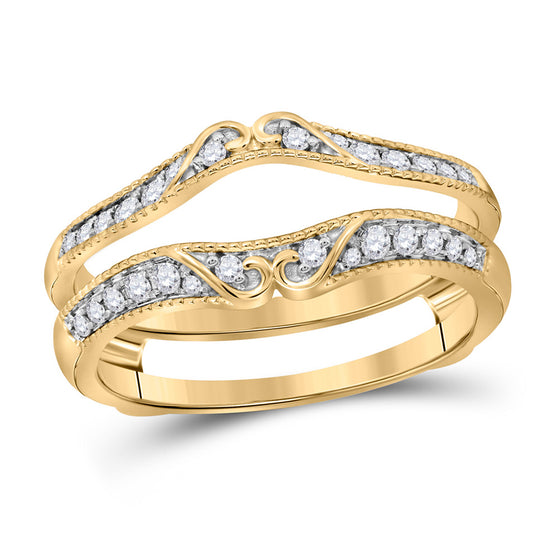 14k Yellow Gold Womens Round Diamond Wrap Enhancer Wedding Band 1/4 Cttw