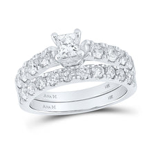 14k White Gold Princess Diamond Bridal Wedding Ring Band Set 2 Cttw