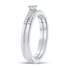 10k White Gold Round Diamond Bridal Wedding Ring Band Set 1/8 Cttw
