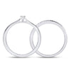 10k White Gold Round Diamond Bridal Wedding Ring Band Set 1/8 Cttw