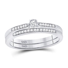  10k White Gold Round Diamond Bridal Wedding Ring Band Set 1/8 Cttw