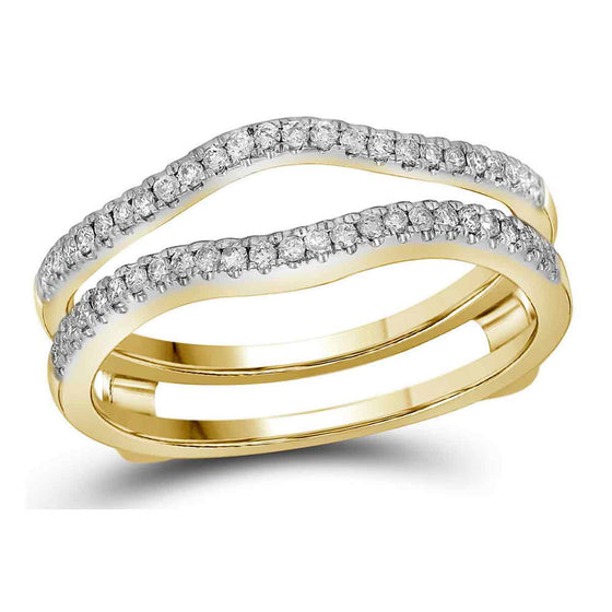 14k Yellow Gold Womens Diamond Ring Guard Wrap Solitaire Band Enhancer 1/4 Cttw