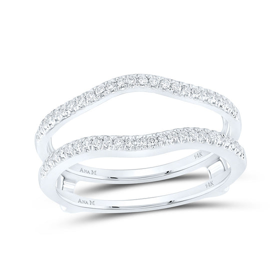 14k White Gold Womens Round Diamond Ring Guard Wrap Solitaire Enhancer Band 1/4 Cttw