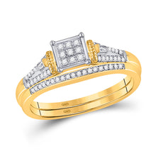  14k Yellow Gold Round Diamond Bridal Wedding Ring Band Set 1/5 Cttw