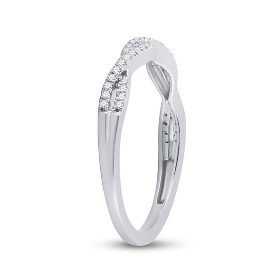 14k White Gold Womens Round Diamond Twist Stackable Band Ring 1/6 Cttw