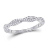 14k White Gold Womens Round Diamond Twist Stackable Band Ring 1/6 Cttw
