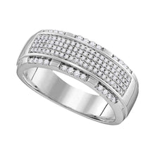  10k White Gold Mens Round Diamond Pave Band Ring 1/2 Cttw