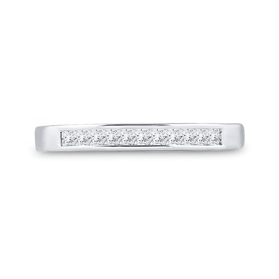 14k White Gold Womens Princess Diamond Wedding Band 1/4 Cttw