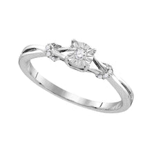  Sterling Silver Round Diamond Solitaire Bridal Wedding Engagement Ring 1/10 Cttw