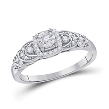  Sterling Silver Round Diamond Heart Bridal Wedding Engagement Ring 1/5 Cttw