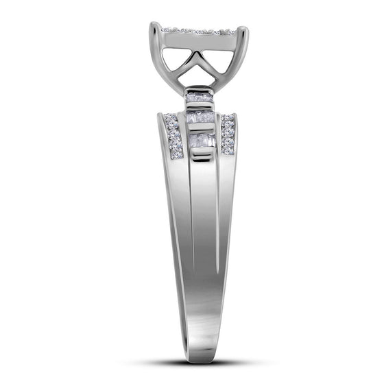 10k White Gold Round Diamond Cluster Bridal Wedding Engagement Ring 1/2 Cttw