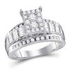10k White Gold Round Diamond Cluster Bridal Wedding Engagement Ring 1/2 Cttw