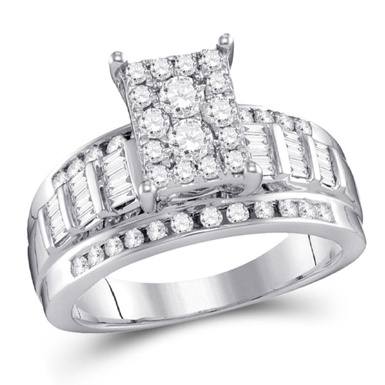 10k White Gold Round Diamond Cluster Bridal Wedding Engagement Ring 1/2 Cttw