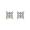 10k Yellow Gold Womens Round Diamond Square Earrings 1/10 Cttw