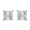 10k Yellow Gold Round Diamond Square Earrings 1/3 Cttw