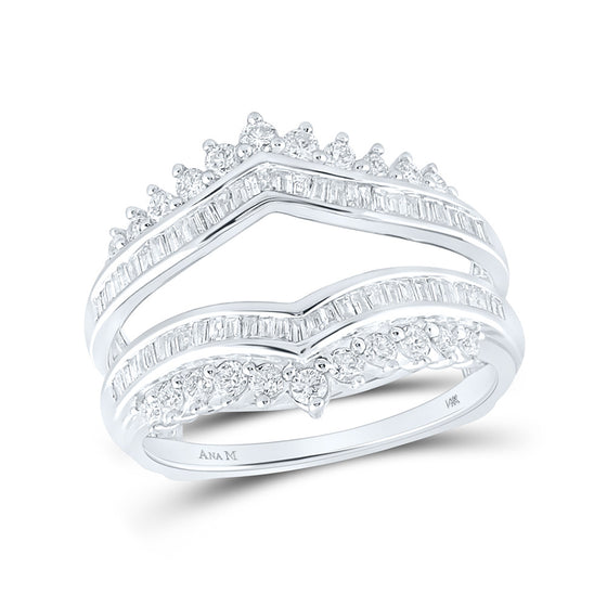 14k White Gold Womens Round Diamond Wedding Wrap Ring Guard Enhancer 3/4 Cttw