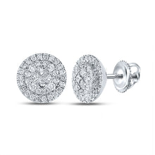  14k White Gold Womens Princess Diamond Halo Cluster Earrings 3/8 Cttw