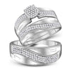 10k White Gold His Hers Round Diamond Cluster Matching Wedding Set 1/2 Cttw