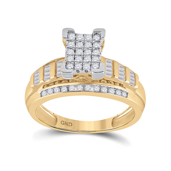 10k Yellow Gold Round Diamond Cluster Bridal Wedding Engagement Ring 1/2 Cttw
