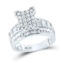  10k White Gold Round Diamond Cinderella Cluster Bridal Wedding Engagement Ring 1 Cttw