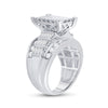 10k White Gold Princess Diamond Cluster Bridal Wedding Engagement Ring 3 Cttw