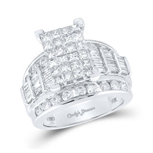  10k White Gold Princess Diamond Cluster Bridal Wedding Engagement Ring 3 Cttw