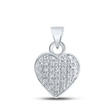  Sterling Silver Womens Round Diamond Small Heart Pendant 1/20 Cttw