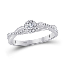  10k White Gold Womens Round Diamond Solitaire Promise Ring 1/5 Cttw