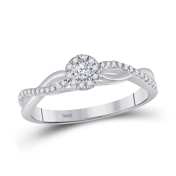 10k White Gold Womens Round Diamond Solitaire Promise Ring 1/5 Cttw