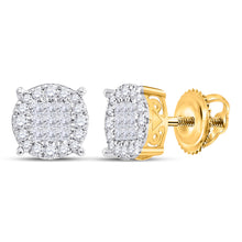  14k Yellow Gold Womens Princess Diamond Cluster Earrings 1/4 Cttw