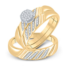  Yellow-tone Sterling Silver His Hers Round Diamond Cluster Matching Wedding Set 1/5 Cttw